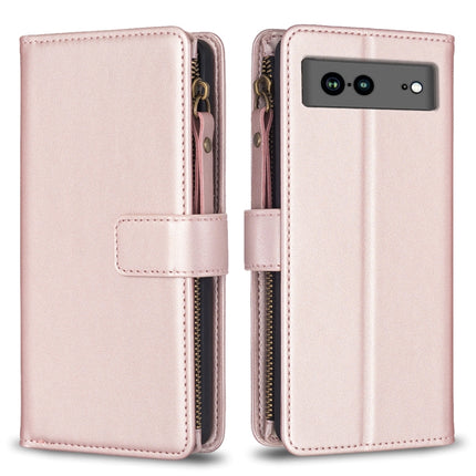 9 Card Slots Zipper Wallet Leather Flip Phone Case, For Google Pixel 8 Pro, For Google Pixel 8, For Google Pixel 7a, For Google Pixel 7 Pro