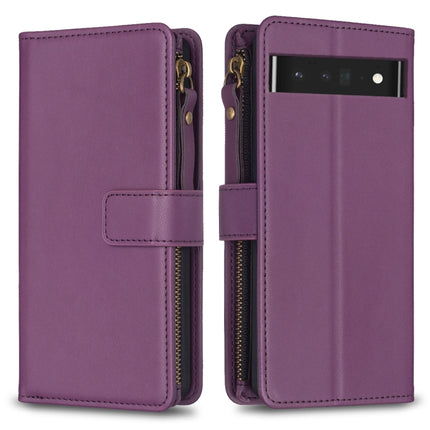 9 Card Slots Zipper Wallet Leather Flip Phone Case, For Google Pixel 8 Pro, For Google Pixel 8, For Google Pixel 7a, For Google Pixel 7 Pro
