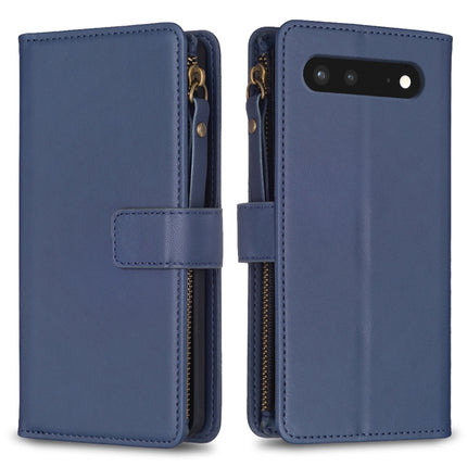 9 Card Slots Zipper Wallet Leather Flip Phone Case, For Google Pixel 7
