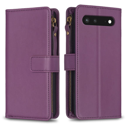 9 Card Slots Zipper Wallet Leather Flip Phone Case, For Google Pixel 7