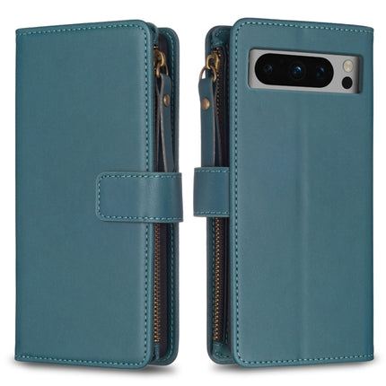 9 Card Slots Zipper Wallet Leather Flip Phone Case, For Google Pixel 8 Pro, For Google Pixel 8, For Google Pixel 7a, For Google Pixel 7 Pro