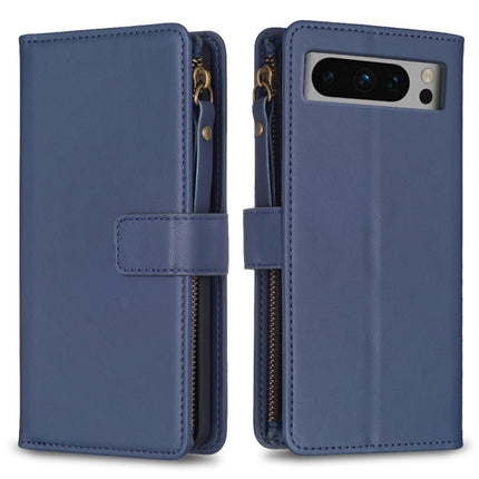 9 Card Slots Zipper Wallet Leather Flip Phone Case, For Google Pixel 8 Pro, For Google Pixel 8, For Google Pixel 7a, For Google Pixel 7 Pro