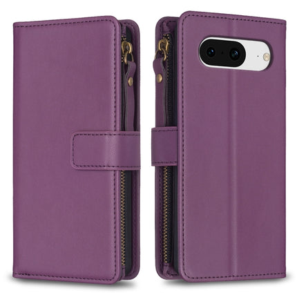 9 Card Slots Zipper Wallet Leather Flip Phone Case, For Google Pixel 8 Pro, For Google Pixel 8, For Google Pixel 7a, For Google Pixel 7 Pro