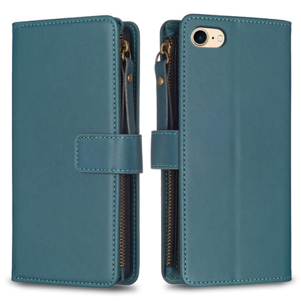 9 Card Slots Zipper Wallet Leather Flip Phone Case, For iPhone SE 2022/SE 2020 / 8 / 7, For iPhone 13 Pro Max, For iPhone 13 Pro, For iPhone 12 / 12 Pro