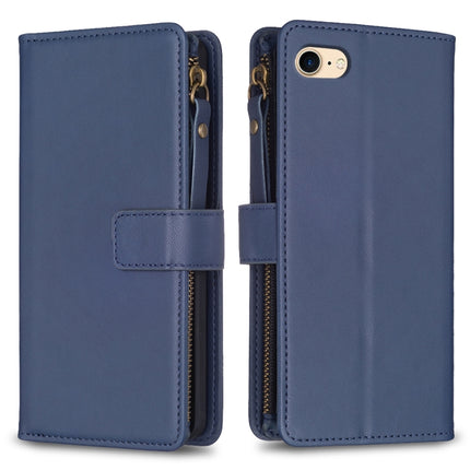 9 Card Slots Zipper Wallet Leather Flip Phone Case, For iPhone SE 2022/SE 2020 / 8 / 7, For iPhone 13 Pro Max, For iPhone 13 Pro, For iPhone 12 / 12 Pro