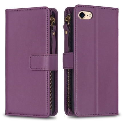 9 Card Slots Zipper Wallet Leather Flip Phone Case, For iPhone SE 2022/SE 2020 / 8 / 7, For iPhone 13 Pro Max, For iPhone 13 Pro, For iPhone 12 / 12 Pro