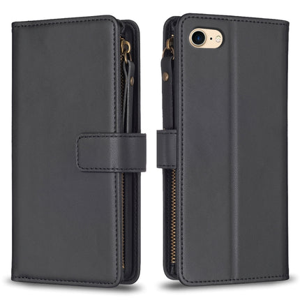 9 Card Slots Zipper Wallet Leather Flip Phone Case, For iPhone SE 2022/SE 2020 / 8 / 7, For iPhone 13 Pro Max, For iPhone 13 Pro, For iPhone 12 / 12 Pro
