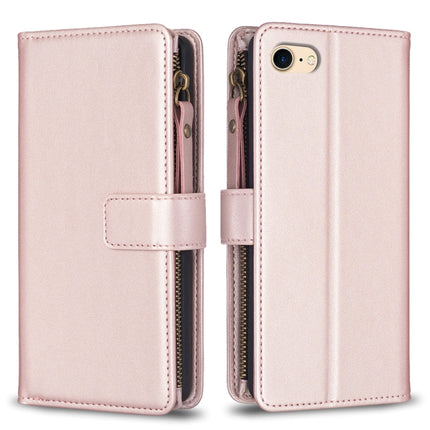 9 Card Slots Zipper Wallet Leather Flip Phone Case, For iPhone SE 2022/SE 2020 / 8 / 7, For iPhone 13 Pro Max, For iPhone 13 Pro, For iPhone 12 / 12 Pro