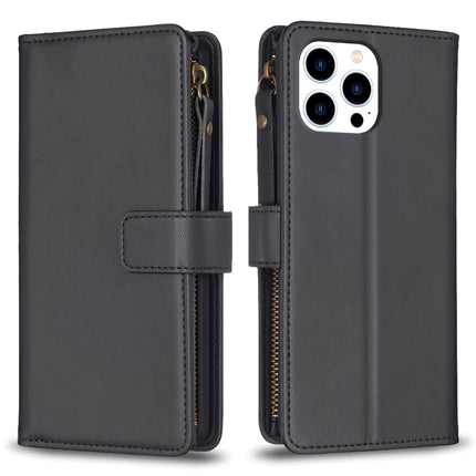 9 Card Slots Zipper Wallet Leather Flip Phone Case, For iPhone 16 Pro Max, For iPhone 16 Pro, For iPhone 16 Plus, For iPhone 16