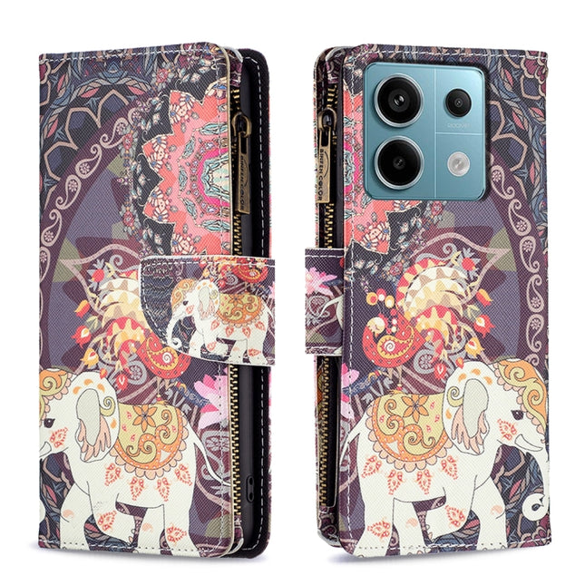 Colored Drawing Pattern Zipper Leather Phone Case