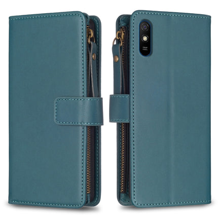 9 Card Slots Zipper Wallet Leather Flip Phone Case, For Xiaomi Poco X3, For Xiaomi Redmi 9A, For Xiaomi Redmi 9, For Xiaomi Redmi 9C