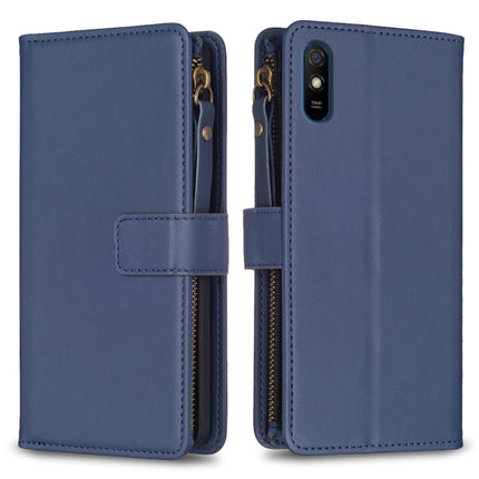9 Card Slots Zipper Wallet Leather Flip Phone Case, For Xiaomi Poco X3, For Xiaomi Redmi 9A, For Xiaomi Redmi 9, For Xiaomi Redmi 9C