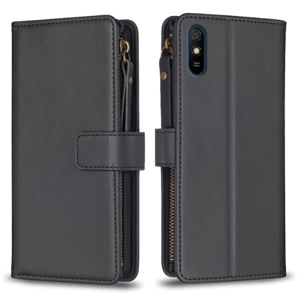 9 Card Slots Zipper Wallet Leather Flip Phone Case, For Xiaomi Poco X3, For Xiaomi Redmi 9A, For Xiaomi Redmi 9, For Xiaomi Redmi 9C