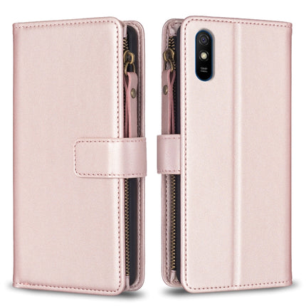 9 Card Slots Zipper Wallet Leather Flip Phone Case, For Xiaomi Poco X3, For Xiaomi Redmi 9A, For Xiaomi Redmi 9, For Xiaomi Redmi 9C