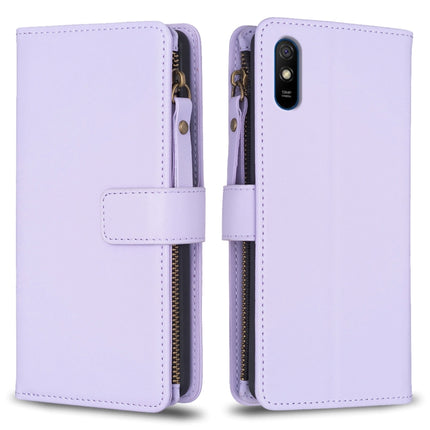 9 Card Slots Zipper Wallet Leather Flip Phone Case, For Xiaomi Poco X3, For Xiaomi Redmi 9A, For Xiaomi Redmi 9, For Xiaomi Redmi 9C