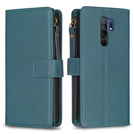 9 Card Slots Zipper Wallet Leather Flip Phone Case, For Xiaomi Poco X3, For Xiaomi Redmi 9A, For Xiaomi Redmi 9, For Xiaomi Redmi 9C