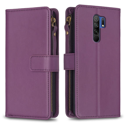 9 Card Slots Zipper Wallet Leather Flip Phone Case, For Xiaomi Poco X3, For Xiaomi Redmi 9A, For Xiaomi Redmi 9, For Xiaomi Redmi 9C
