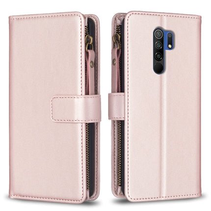 9 Card Slots Zipper Wallet Leather Flip Phone Case, For Xiaomi Poco X3, For Xiaomi Redmi 9A, For Xiaomi Redmi 9, For Xiaomi Redmi 9C