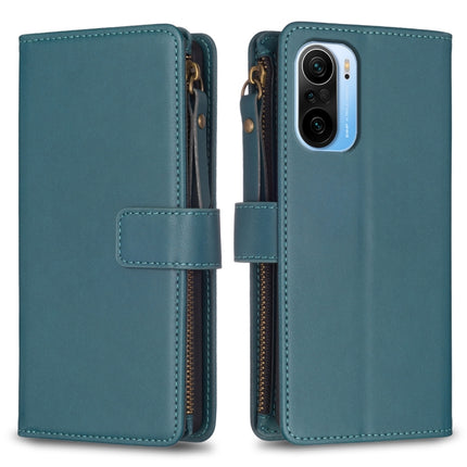 9 Card Slots Zipper Wallet Leather Flip Phone Case, For Xiaomi Redmi Note 10 Pro, For Xiaomi Redmi Note 10, For Xiaomi Redmi K40 / K40 Pro, For Xiaomi Poco M3