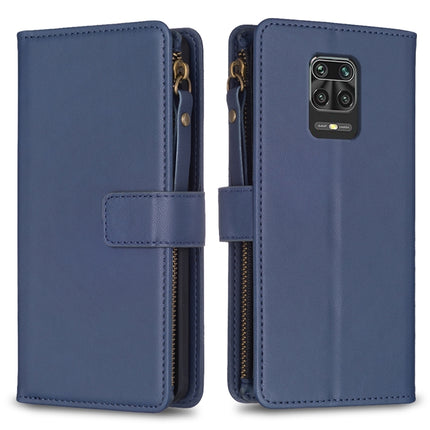 9 Card Slots Zipper Wallet Leather Flip Phone Case, For Xiaomi Redmi 9, For Xiaomi Redmi 9C, For Xiaomi Redmi Note 9 Pro Max