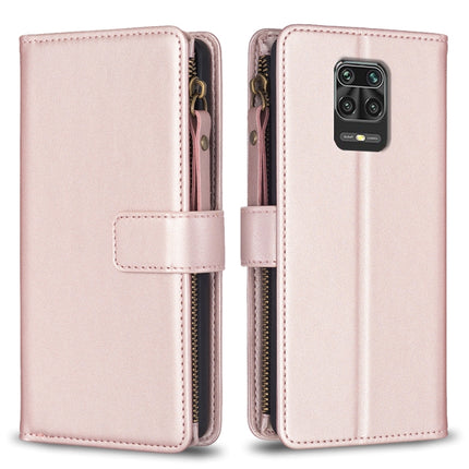 9 Card Slots Zipper Wallet Leather Flip Phone Case, For Xiaomi Redmi 9, For Xiaomi Redmi 9C, For Xiaomi Redmi Note 9 Pro Max