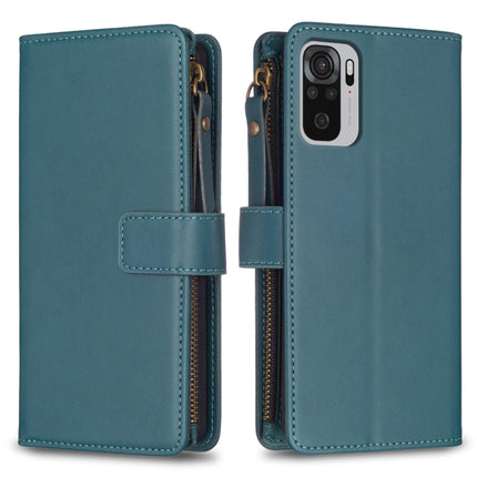 9 Card Slots Zipper Wallet Leather Flip Phone Case, For Xiaomi Redmi Note 10 Pro, For Xiaomi Redmi Note 10, For Xiaomi Redmi K40 / K40 Pro, For Xiaomi Poco M3