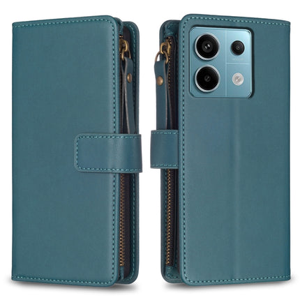 9 Card Slots Zipper Wallet Leather Flip Phone Case, For Xiaomi Redmi 13C, For Xiaomi Redmi Note 13 Pro+ 5G, For Xiaomi Redmi Note 13 Pro 5G, For Xiaomi Redmi 12 4G