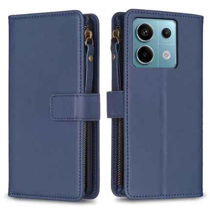 9 Card Slots Zipper Wallet Leather Flip Phone Case, For Xiaomi Redmi 13C, For Xiaomi Redmi Note 13 Pro+ 5G, For Xiaomi Redmi Note 13 Pro 5G, For Xiaomi Redmi 12 4G