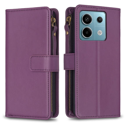 9 Card Slots Zipper Wallet Leather Flip Phone Case, For Xiaomi Redmi 13C, For Xiaomi Redmi Note 13 Pro+ 5G, For Xiaomi Redmi Note 13 Pro 5G, For Xiaomi Redmi 12 4G