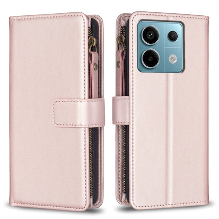 9 Card Slots Zipper Wallet Leather Flip Phone Case, For Xiaomi Redmi 13C, For Xiaomi Redmi Note 13 Pro+ 5G, For Xiaomi Redmi Note 13 Pro 5G, For Xiaomi Redmi 12 4G