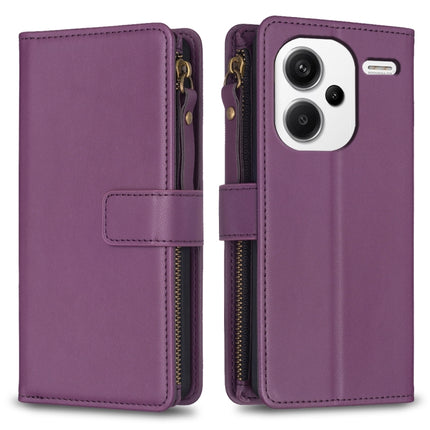 9 Card Slots Zipper Wallet Leather Flip Phone Case, For Xiaomi Redmi 13C, For Xiaomi Redmi Note 13 Pro+ 5G, For Xiaomi Redmi Note 13 Pro 5G, For Xiaomi Redmi 12 4G