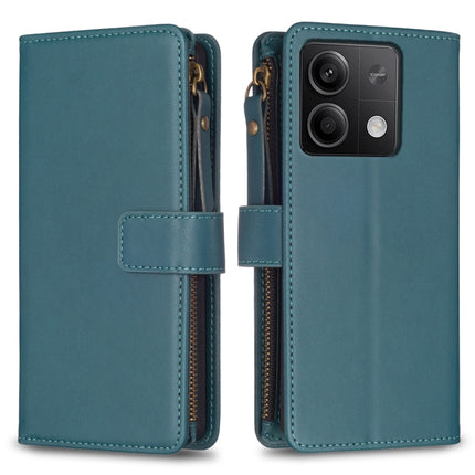 9 Card Slots Zipper Wallet Leather Flip Phone Case, For Xiaomi Redmi Note 13 Pro 4G Global, For Xiaomi Poco M6 Pro 4G, For Xiaomi Redmi Note 13 4G Global, For Xiaomi Redmi Note 13