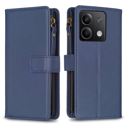 9 Card Slots Zipper Wallet Leather Flip Phone Case, For Xiaomi Redmi Note 13 Pro 4G Global, For Xiaomi Poco M6 Pro 4G, For Xiaomi Redmi Note 13 4G Global, For Xiaomi Redmi Note 13