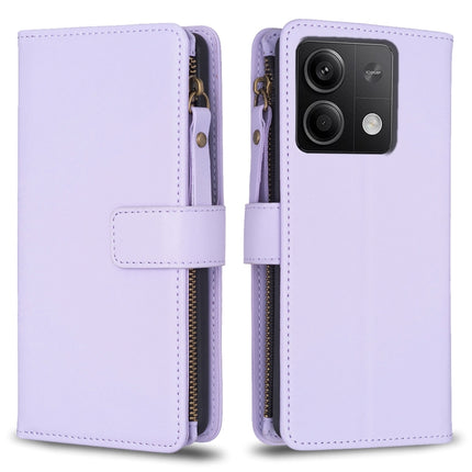 9 Card Slots Zipper Wallet Leather Flip Phone Case, For Xiaomi Redmi Note 13 Pro 4G Global, For Xiaomi Poco M6 Pro 4G, For Xiaomi Redmi Note 13 4G Global, For Xiaomi Redmi Note 13