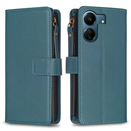 9 Card Slots Zipper Wallet Leather Flip Phone Case, For Xiaomi Redmi 13C, For Xiaomi Redmi Note 13 Pro+ 5G, For Xiaomi Redmi Note 13 Pro 5G, For Xiaomi Redmi 12 4G