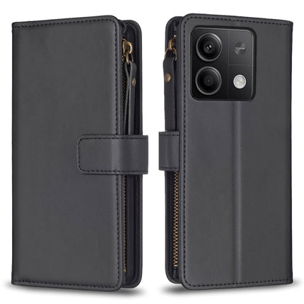 9 Card Slots Zipper Wallet Leather Flip Phone Case, For Xiaomi Redmi Note 13 Pro 4G Global, For Xiaomi Poco M6 Pro 4G, For Xiaomi Redmi Note 13 4G Global, For Xiaomi Redmi Note 13