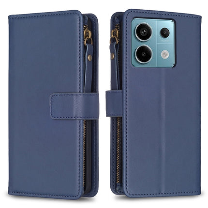 9 Card Slots Zipper Wallet Leather Flip Phone Case, For Xiaomi Redmi Note 13 Pro 4G Global, For Xiaomi Poco M6 Pro 4G, For Xiaomi Redmi Note 13 4G Global, For Xiaomi Redmi Note 13