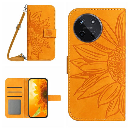 Skin Feel Sun Flower Embossed Flip Leather Phone Case with Lanyard, For Realme C53, For Realme 11 4G Global