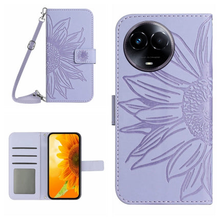 Skin Feel Sun Flower Embossed Flip Leather Phone Case with Lanyard, For Realme C67 4G, For Realme 11 5G Global
