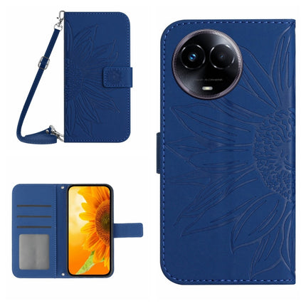 Skin Feel Sun Flower Embossed Flip Leather Phone Case with Lanyard, For Realme C67 4G, For Realme 11 5G Global