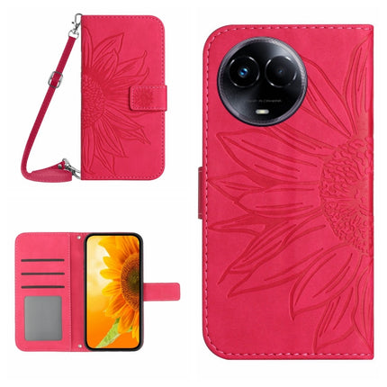 Skin Feel Sun Flower Embossed Flip Leather Phone Case with Lanyard, For Realme C67 4G, For Realme 11 5G Global