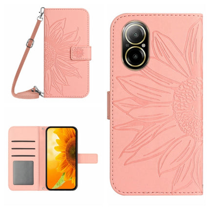 Skin Feel Sun Flower Embossed Flip Leather Phone Case with Lanyard, For Realme C67 4G, For Realme 11 5G Global