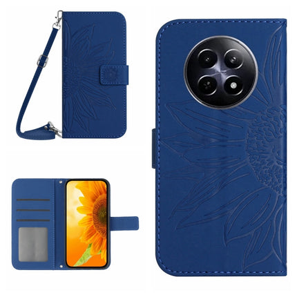 Skin Feel Sun Flower Embossed Flip Leather Phone Case with Lanyard, For Realme C63 4G Global/ C61, For Realme 12 5G Global