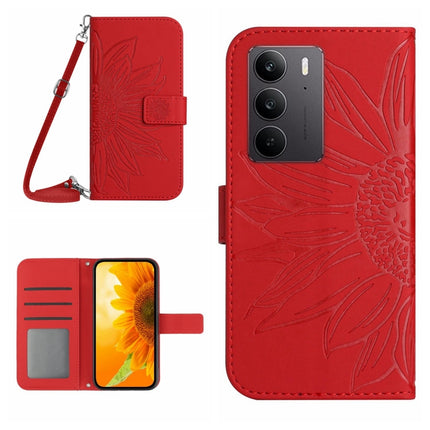 Skin Feel Sun Flower Embossed Flip Leather Phone Case with Lanyard, For Realme C75 4G, For Realme 13+ 5G Global