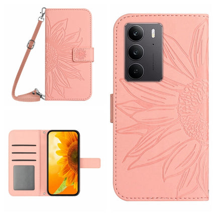 Skin Feel Sun Flower Embossed Flip Leather Phone Case with Lanyard, For Realme C75 4G, For Realme 13+ 5G Global