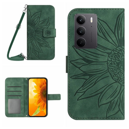 Skin Feel Sun Flower Embossed Flip Leather Phone Case with Lanyard, For Realme C75 4G, For Realme 13+ 5G Global