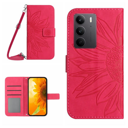Skin Feel Sun Flower Embossed Flip Leather Phone Case with Lanyard, For Realme C75 4G, For Realme 13+ 5G Global
