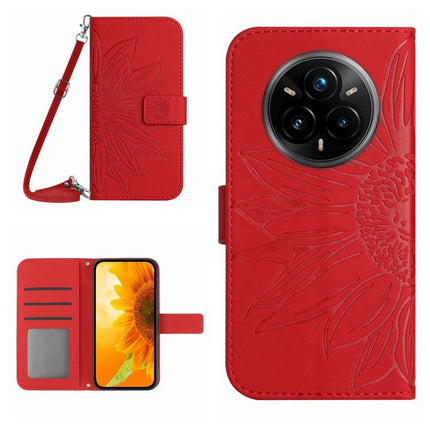 Skin Feel Sun Flower Embossed Flip Leather Phone Case with Lanyard, For Realme P3 Pro 5G Global, For Realme 14 Pro+ 5G