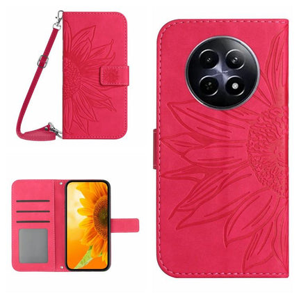 Skin Feel Sun Flower Embossed Flip Leather Phone Case with Lanyard, For Realme C75 4G, For Realme 13+ 5G Global