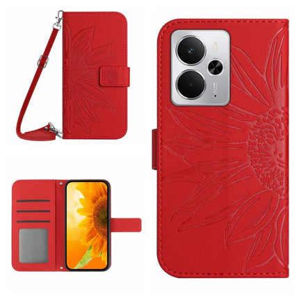Skin Feel Sun Flower Embossed Flip Leather Phone Case with Lanyard, For Realme C75 5G, For Realme 14 5G Global / P3 5G Global